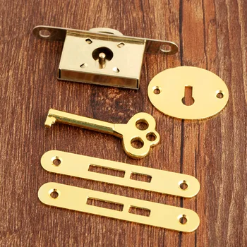 

1Set Gold Classical Lock Drawer Cabinet Wardrobe Cupboard Door Zinc Alloy Lock Antique Furniture Counter Drawer Locks With Key