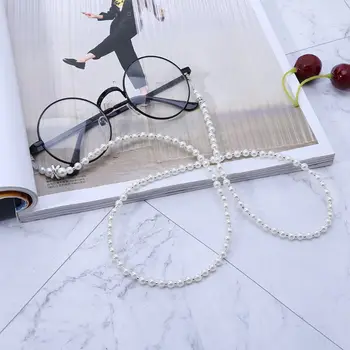 

2019 White Imitation Pearl Beaded Eyeglass Spectacle Eyewear Reading Glasses Chain Holder Lanyard Cord Strap Necklace Handmade