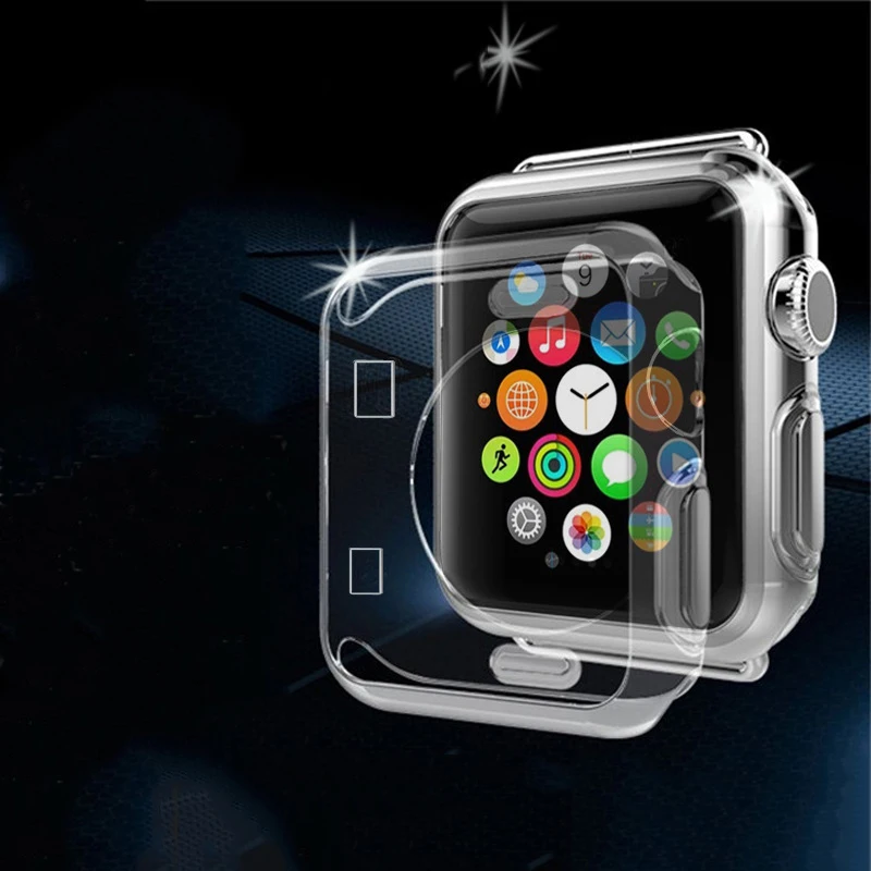 200 шт модный прозрачный Ультратонкий Мягкий ТПУ чехол для Apple Watch Series 4 3 2 1 40 мм 44 мм 38 мм 42 мм противоударный прозрачный чехол
