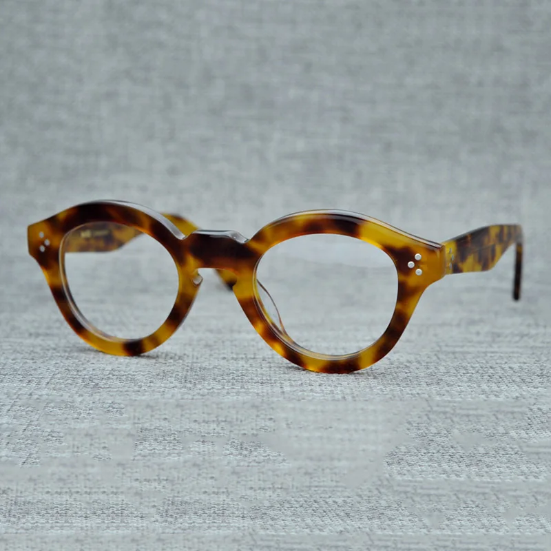 CUBOJUE ацетатные винтажные очки для мужчин и женщин, оправы для очков, мужские очки с прозрачными линзами, поддельные толстые тяжелые очки для ботана - Цвет оправы: Многоцветный