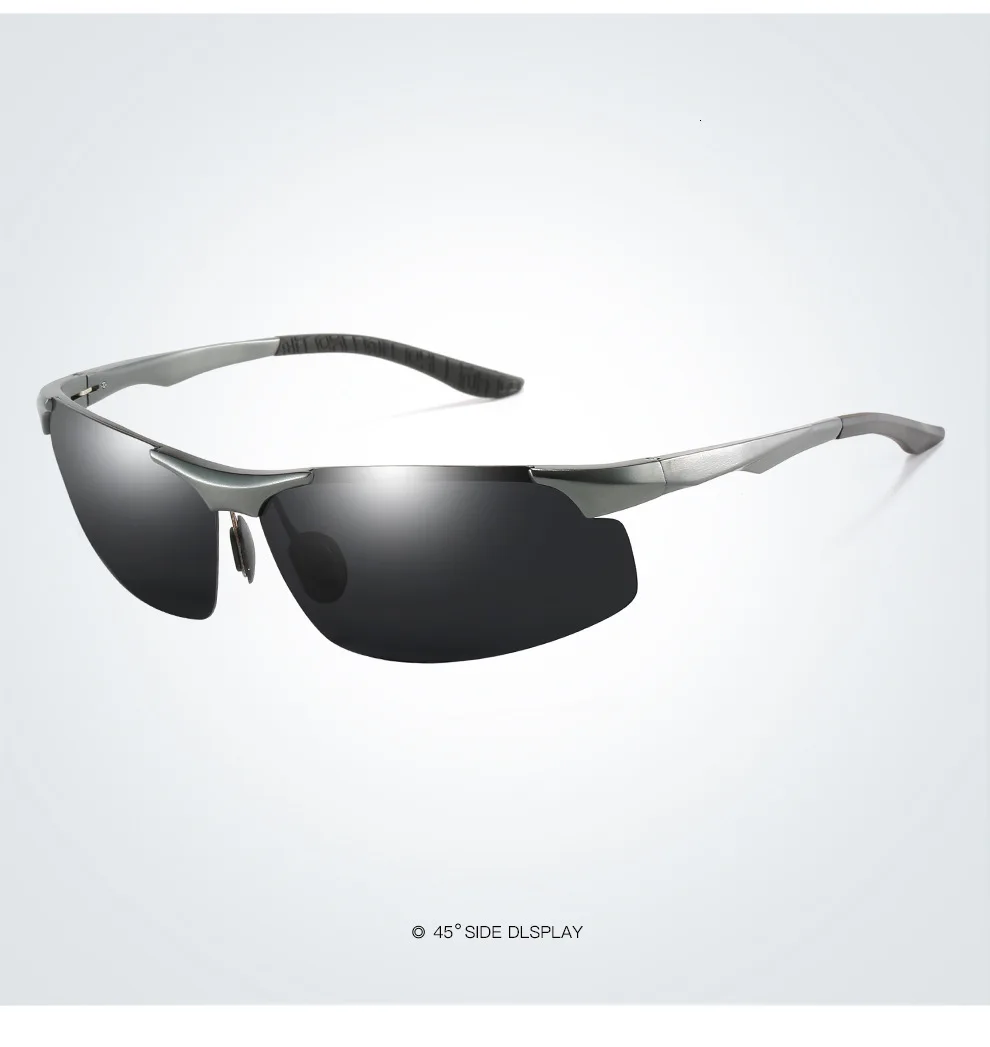 SHARK SAIL Design Aluminum Magnesium Sunglasses Polarized Men Semi Rimless Coating Mirror Sun Glasses Male Eyewear Accessories