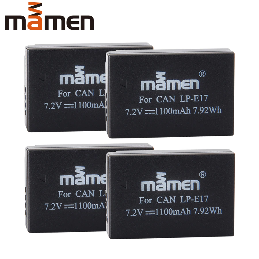Аккумуляторная батарея Mamen 4 шт. 1100 мАч для цифровой камеры Canon EOS M5 M6 200D T6I T6S 750D 760D 77D