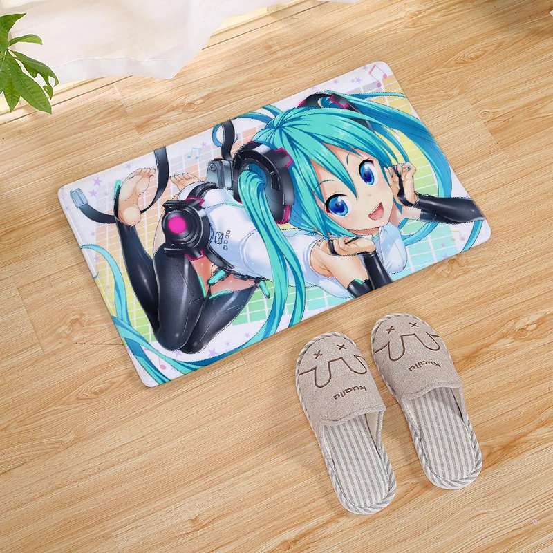 Hatsune Miku Коврик для двери с принтом, коврик для кухни, коврик для двери, коврик для ванной комнаты, нескользящий напольный коврик