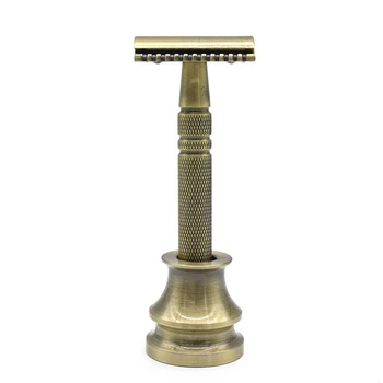 

Adjustable Razor Shaving Kit Metal Double Edge Safety Razor with Stand Manual Beard Mustache Removal Tool Hair Removal Shaver