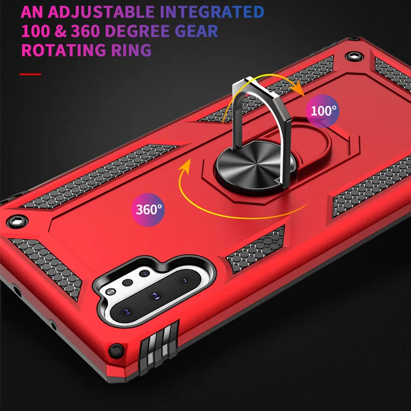 50PCS/LOT Shockproof Armor Phone Case For Samsung Galaxy Note 8 9 10 Plus S8 S9 S10 Plus S10E 5G With Car Ring Bracket