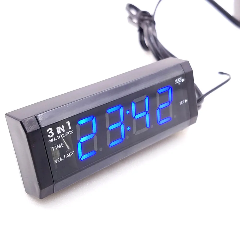 

3 in 1Voltmeter/Thermometer/Clock Car Auto Electronic LCD Display Battery Multimeter Monitor Meter