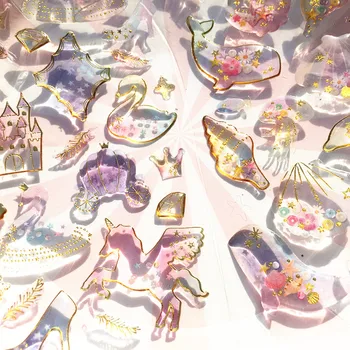 

Dreamy Swan Unicorn Universe Transparent Epoxy Stickers DIY For Scrapbooking Card Making Phone Case Cup Clear Sticker Label