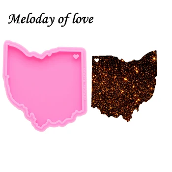 

Shiny ohio tate map molds for keychains DIY epoxy model resin key keychains moulds silicone custom mold DY0221