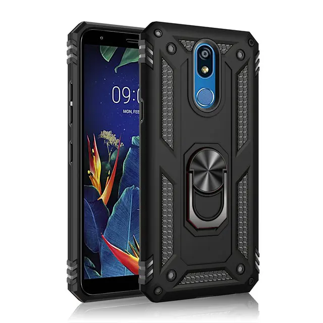 Роскошное металлическое кольцо для LG K40 чехол LG X4 чехол LM-X420EMW X420EW магнитный автомобильный держатель для телефона LG K 40 чехол LGK40 40K Coque - Цвет: Black case