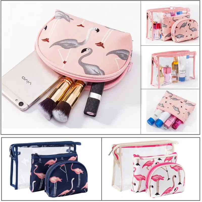 

Flamingo transparent cosmetic bag waterproof convenient large capacity cosmetic storage girls heart cosmetic protection bag