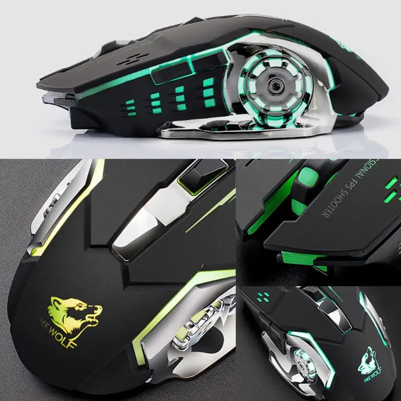 OOTDTY игровой Мышь Перезаряжаемые X8 Беспроводной бесшумный светодиодный подсветкой USB Эргономичный Мышь