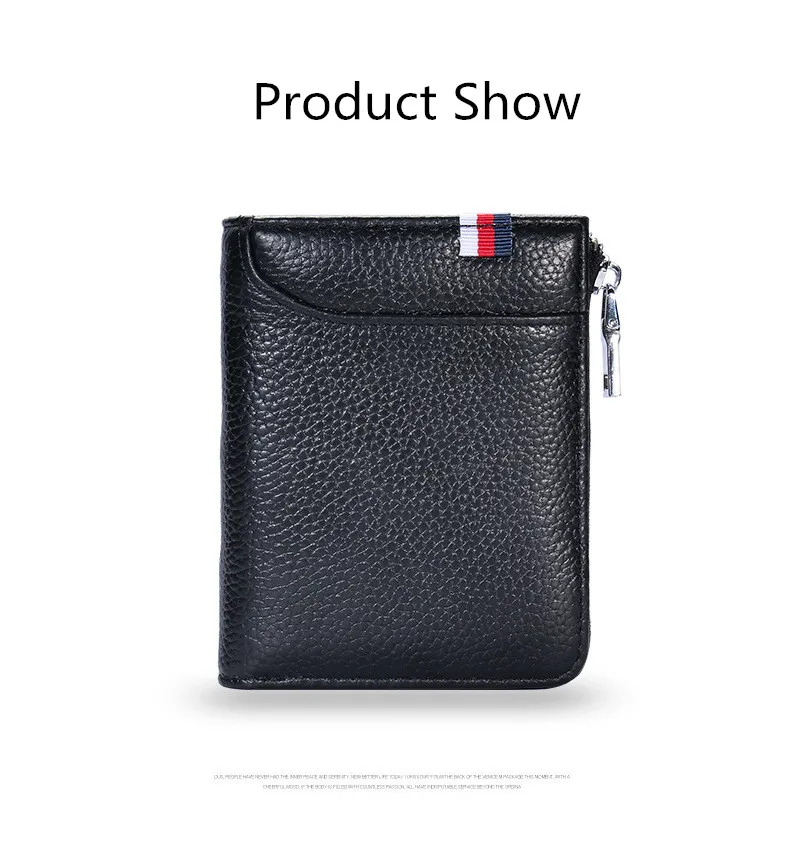 new rfid men's Genuine Leather wallet short wallet leather card bag anti-theft brush driving license wallet card holder