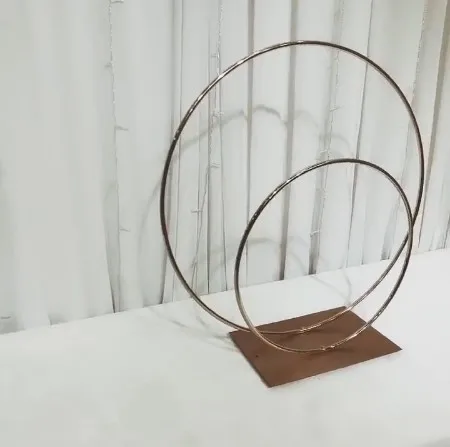 Flower Rack Floral Stand Wedding Table Arch Garlands With Double Circles flower stand iron holder m