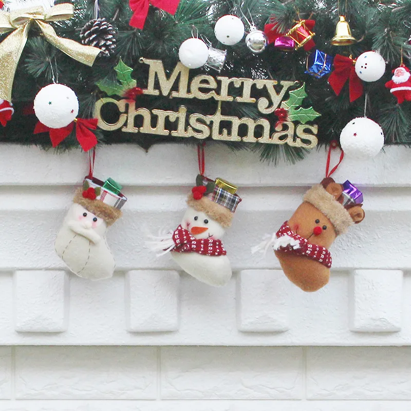 Новинка; 24 дизайна; рождественские носки; Подарочная сумка для детей; Рождественский Декор; Новогоднее Рождественское украшение для дома - Цвет: 3 pcs