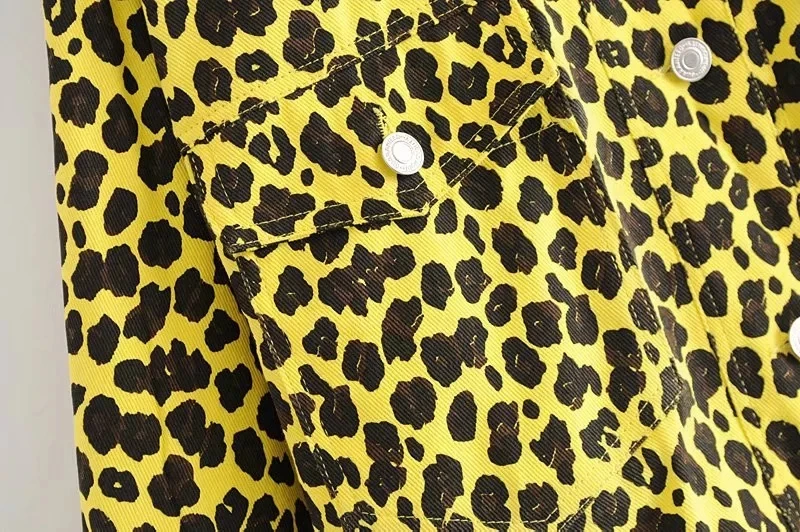 Уличная chaqueta mujer короткая джинсовая куртка для женщин байкерское пальто панк Кнопка Бомбер куртка желтая леопардовая джинсовая куртка верхняя одежда