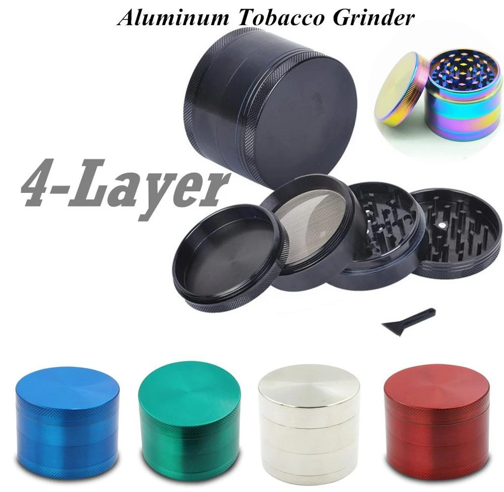 4-layer Aluminum Herbal Herb Tobacco Grinder Smoke Grinders Gold  A+