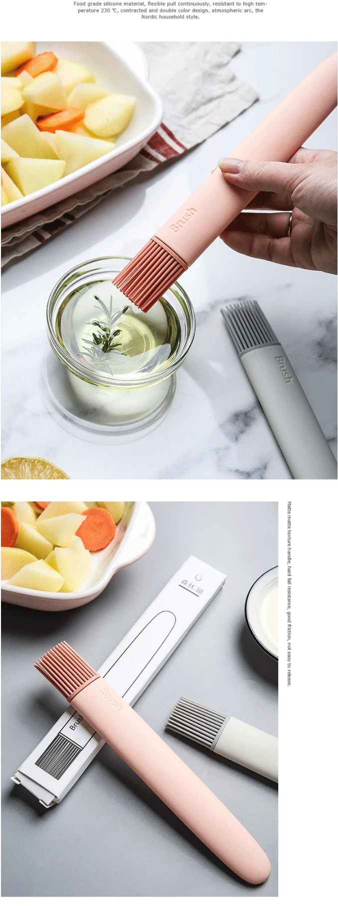 2Pcs/Lot Silicone Brush FOR BBQ Cake Bread Frying Brush Tool Bakeware Cooking Pastry Brushes Cooking Oil Brush Household Tools
