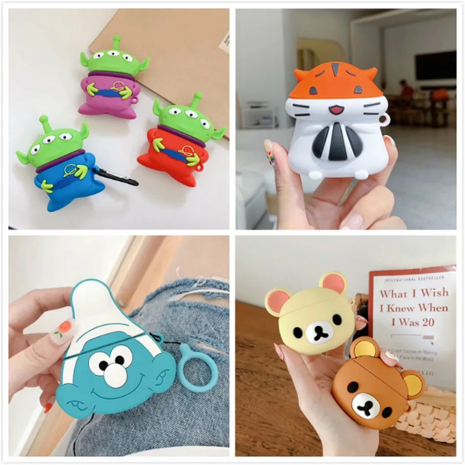 

3D Silicone Bluetooth Wireless Earphone Case For AirPods 2 Case Cute Dog Cartoon Cover For Apple Air Pods Case Accessories Strap