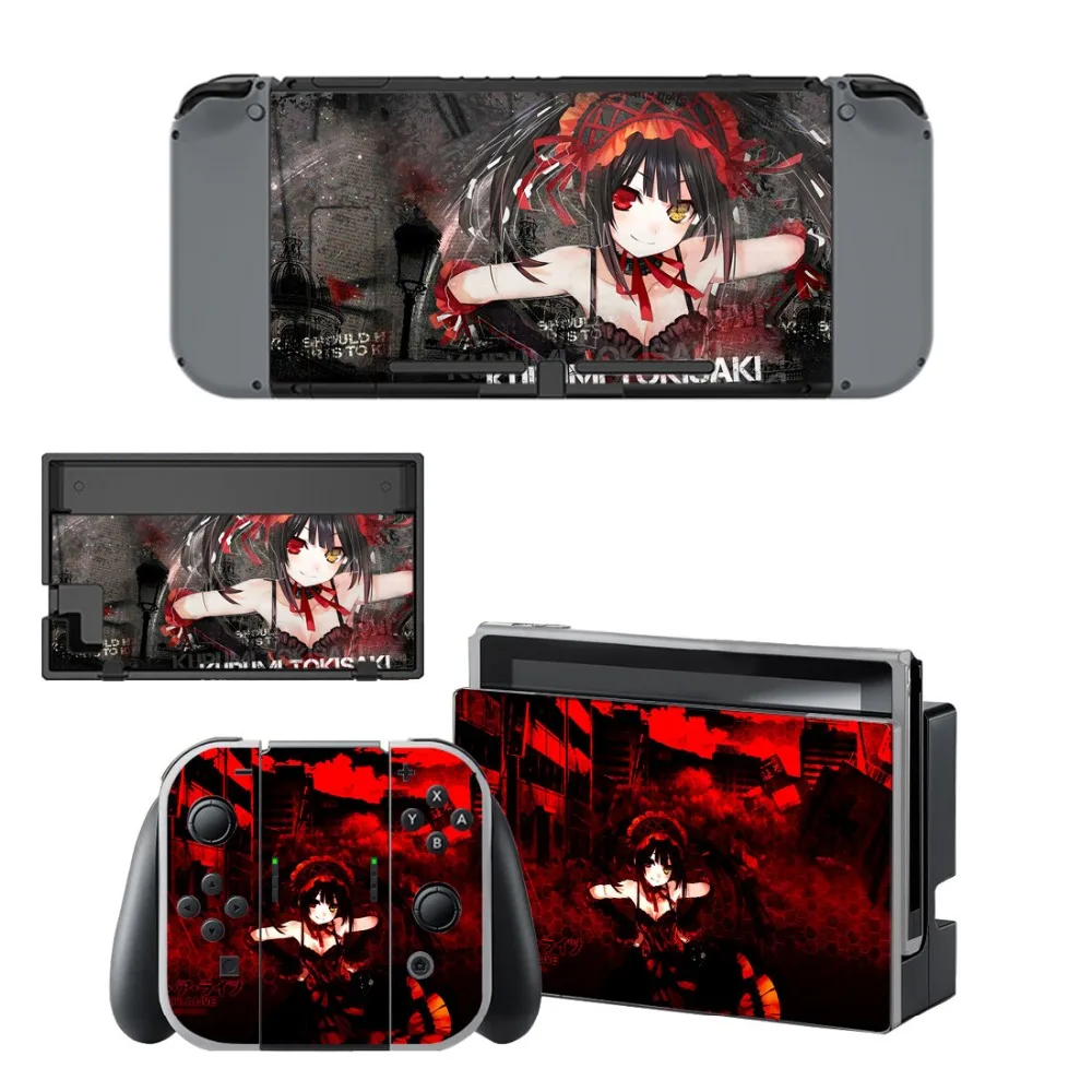 Аниме милая девушка Tokisaki Kurumi rend переключатель виниловые наклейки для nintendo Switch консоли и контроллер кожи набор