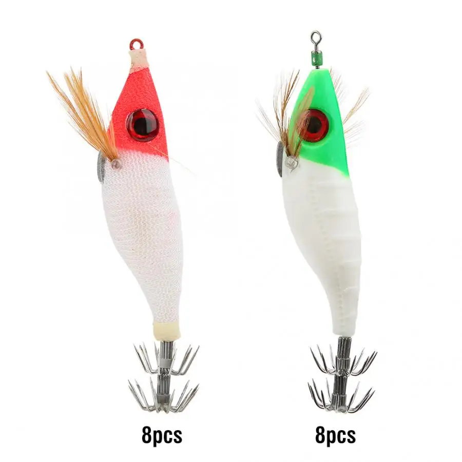 

8 Pcs Luminous Fishing Baits 3D Eye Fish Shrimp Lures Carp Baits With Sharp Hooks Outdoor Fishing Accessories
