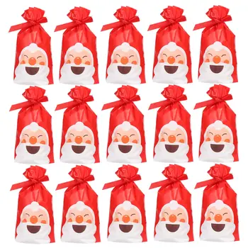 

50pcs Christmas Ribbon Rope Bags Candy Storage Bags Biscuit Gift Candy Wrapping