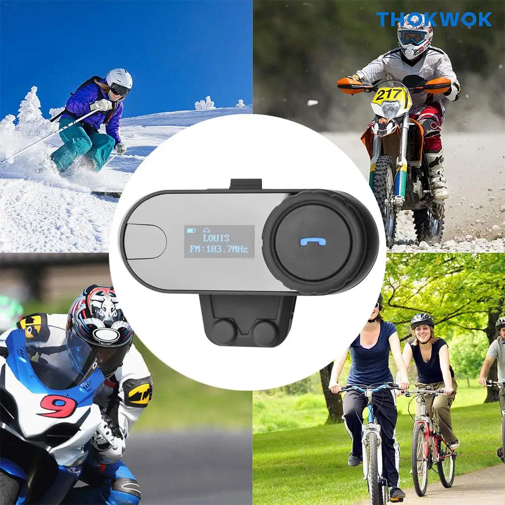 Мотоциклетный шлем Bluetooth гарнитура водонепроницаемый дисплей FM автоматически отвечает на 800 м в режиме реального времени домофон