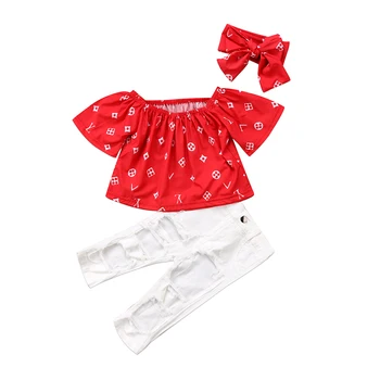 

US STOCK Summer Kids Baby Girls Lace Flower Tops Tank Vest T shirt+Pants 2pcs Outfits Set