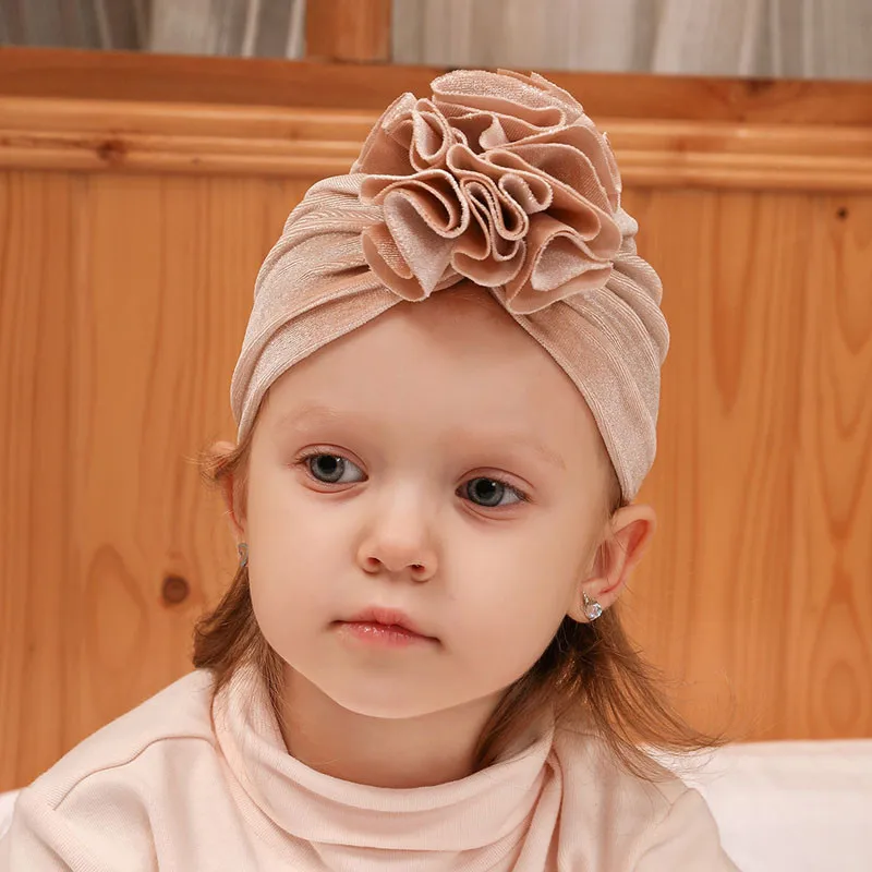 BalleenShiny Baby Pleuche Цветочная шапка для маленьких девочек мягкая осенне-зимняя шапка для детей аксессуары для головы тюрбан подарок