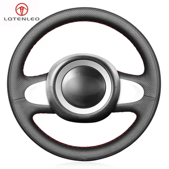 

LQTENLEO Black Artificial Leather Car Steering Wheel Cover For Mini Cooper Coupe countryman Roadster Clubman 2009-2013 (2-Spoke)