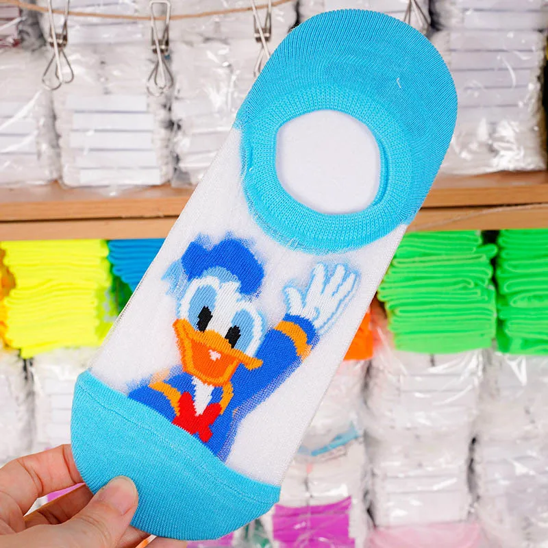 Disney Микки тонкие сетчатые женские носки милый Дональд Дак мультфильм Мелкий рот носки - Цвет: 1