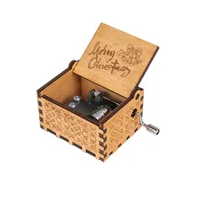 Деревянная музыкальная шкатулка с рукояткой, классический античный резной музыкальный инструмент, деревянная музыкальная коробка, подарок на день рождения/Рождество