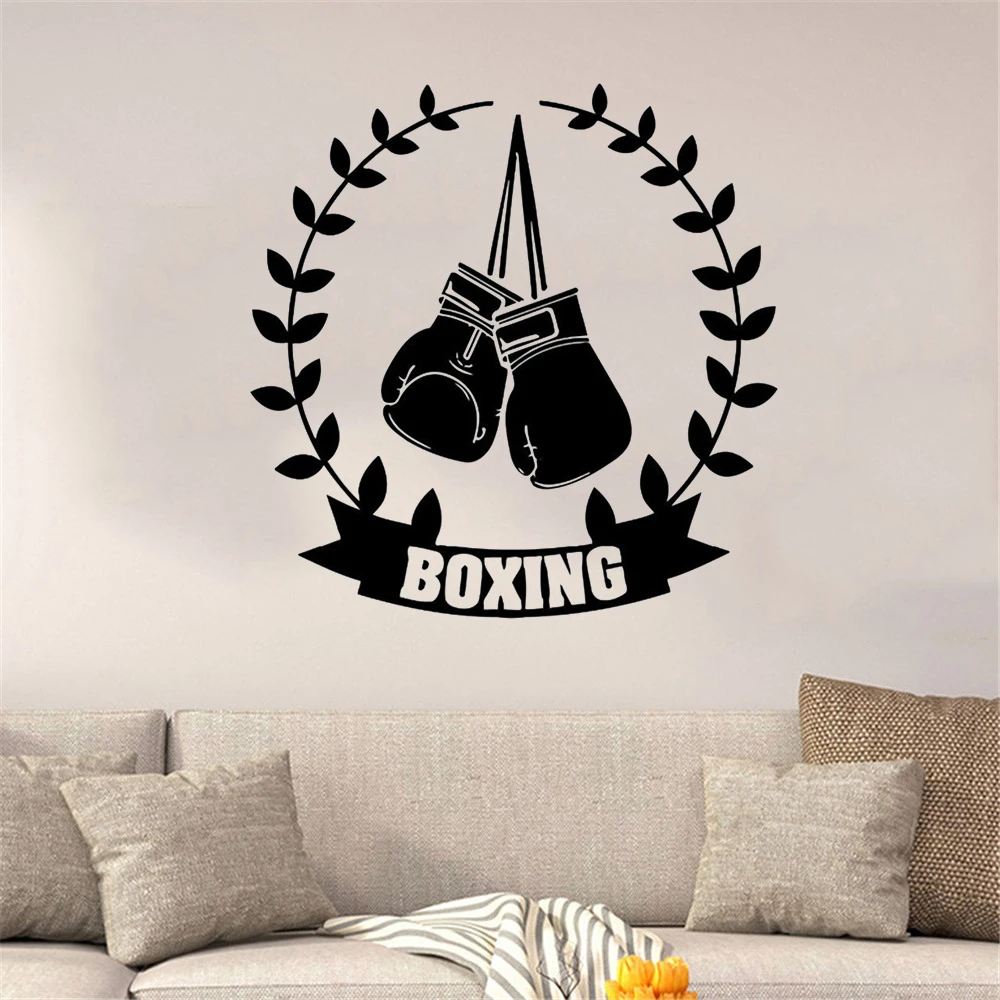 Sport Boxing Gloves Gym Wall Stickers Mural Poster Decorative Box Champion Martial Arts Diy DecalsHome Decor Vinyl ph321 | Дом и сад
