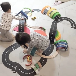 Crianças diy tráfego estrada pista quebra cabeça educacional pvc crianças construção de estrada brinquedo da auto estrada carros removíveis veículo trilha meninos presente