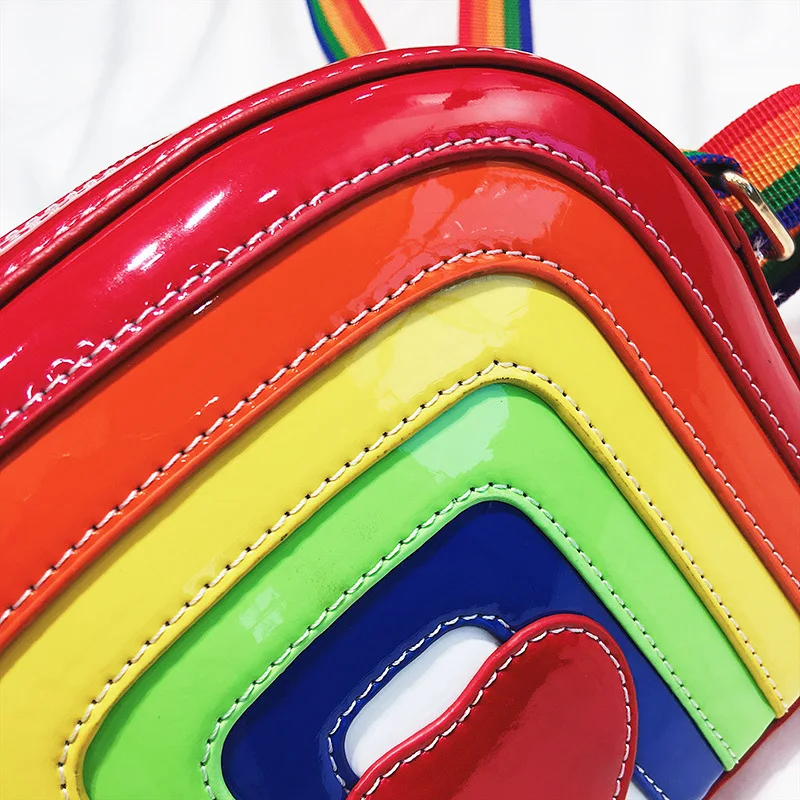 

2018 New Style Fashion Korean-style Contrast Color Square Sling Bag Rainbow Peach Heart Shoulder Oblique WOMEN'S Bag