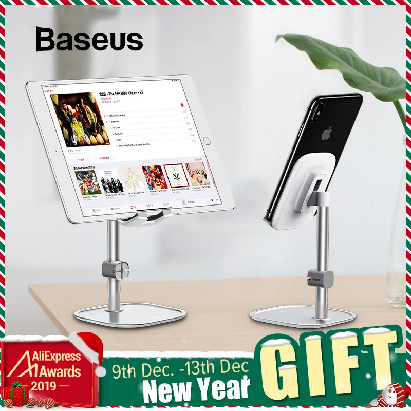 Best Baseus Mobile Phone Stand Holder for iPhone iPad Air Smartphone Metal Desk Desktop Phone Mount Holder for Xiaomi Huawei Tablet