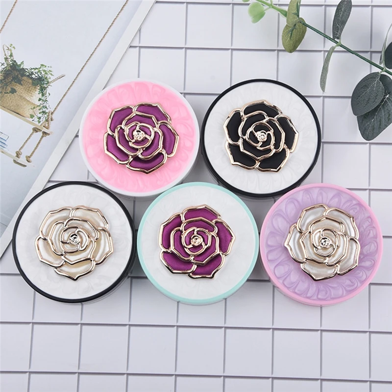 Pinksee дизайн очаровательные модные эмалированные розы декоративные круглые контактные линзы чехол для женщин портативный дорожный набор для ухода за глазами
