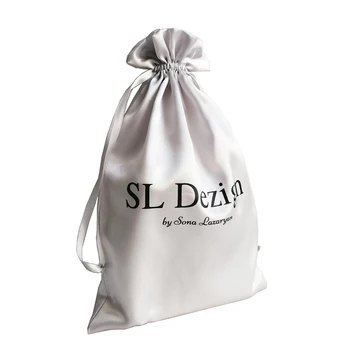 

Custom Logo Luxury Gift Bags with Handles Reusable Satin Drawstring Pouch Jewelry Wig Packaging Silk Bag Festival Wedding Favor