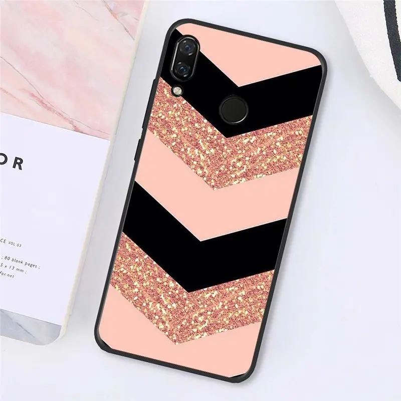 Love Heart Gold Rose Marble Stripes