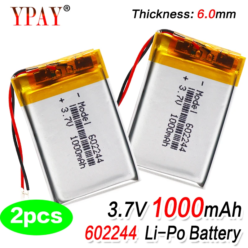 2pcs Polymer battery 1000 mah 3.7 V 602244 smart home MP3 speakers Li