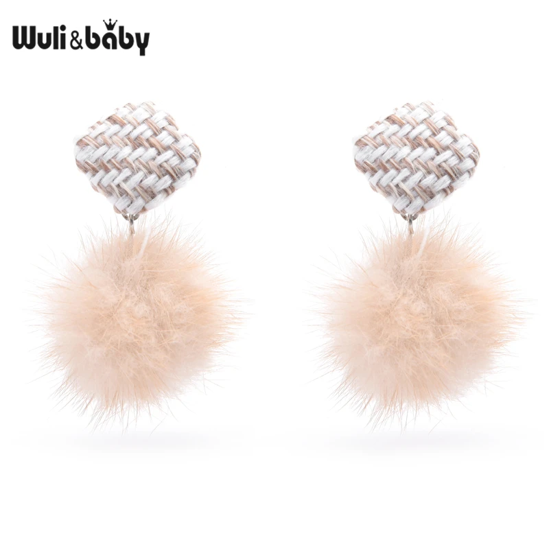 Женские серьги-подвески с шариками Wuli &amp baby 3 цвета синие бежевые розовые