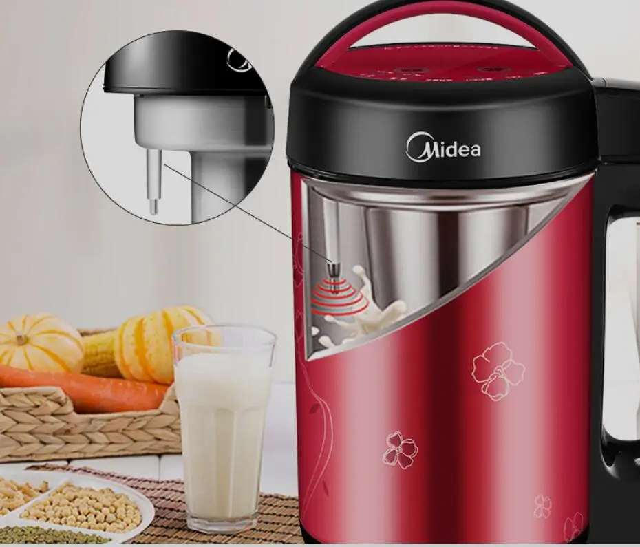 Midea household soymilk Maker 1.2L Soy Milk soya bean Soybean machine Juicer 304 all stainless steel nuts dew grain milk DE12G13