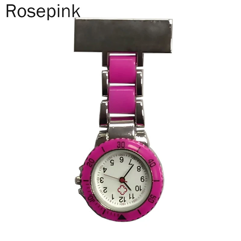 rose red Новые карманные часы для медсестры с арабскими цифрами, кварцевые часы с брошью, подвесные карманные часы для медсестры - Цвет: rose red