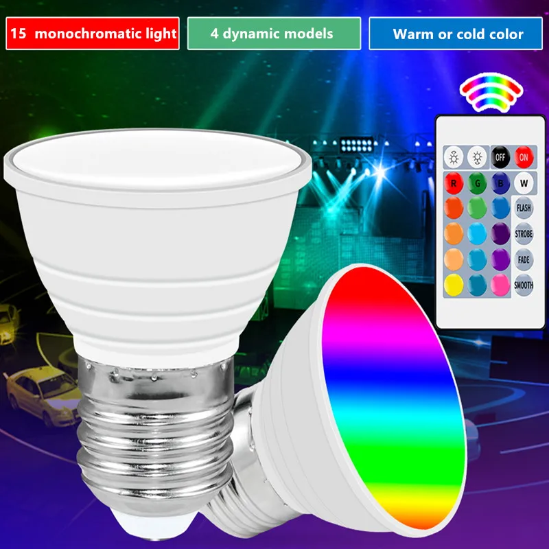 

Светодиодный точечный светильник 2835 E27 E14, светодиодсветодиодный лампа GU10, светодиодная лампа 110 В MR16, лампочка-кукуруза 220 В, RGB лампа 5 Вт, умсветильник льник с дистанционным управлением
