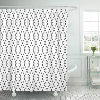 

Gray Diamond Pattern Vintage Geometric Harlequin Monochrome Abstract Shower Curtain Waterproof Polyester Fabric 60 x 72 Inches