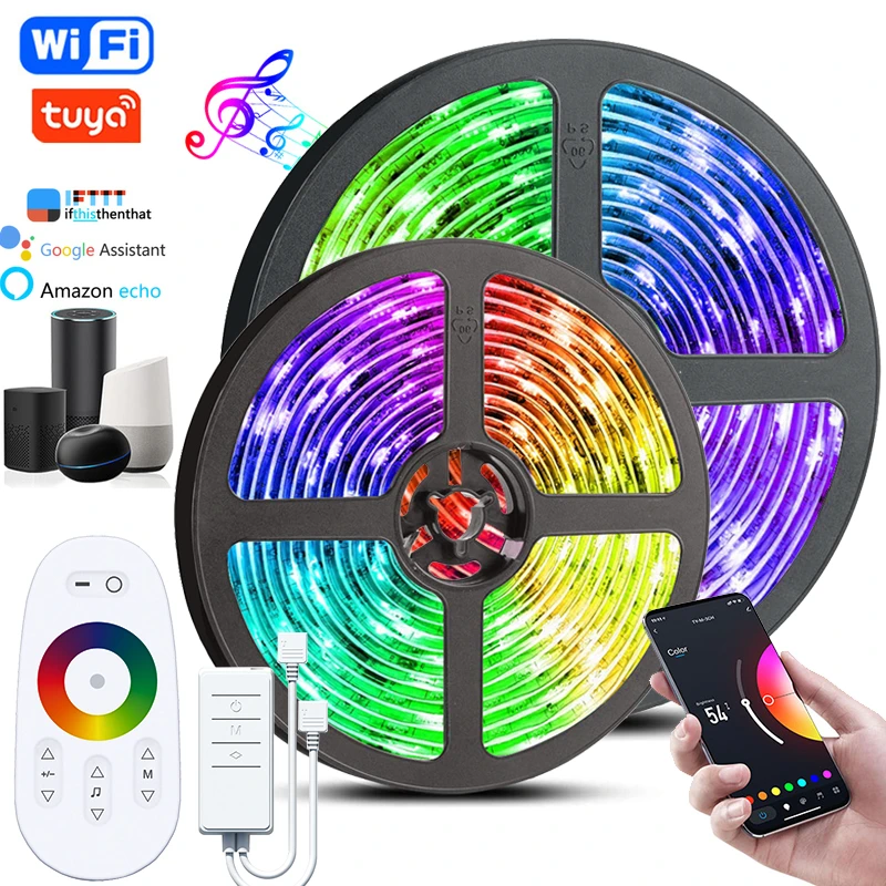 Led Strip Lights Alexa Wifi Voice Control Tuya Smart Lamp 12v Rgb 5050
