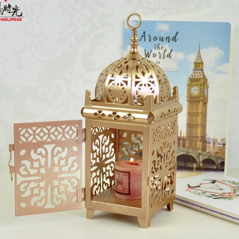 Романтический подсвечник в скандинавском стиле железный Золотой для дома