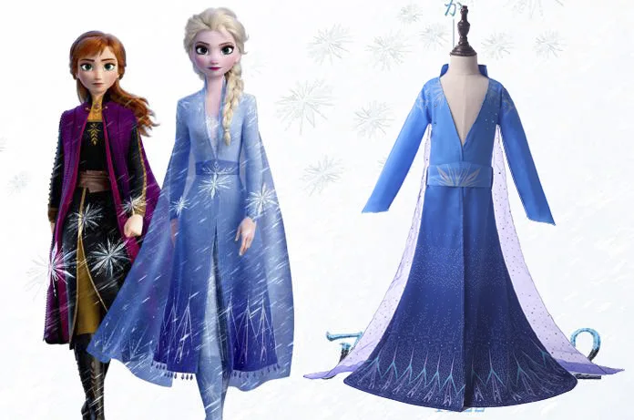 Новинка; синий костюм для маленьких девочек из мультфильма «Холодное сердце»; платье из мультфильма «Холодное сердце»; 2 платья; зимние вечерние платья принцессы Анны и Эльзы для девочек на Рождество