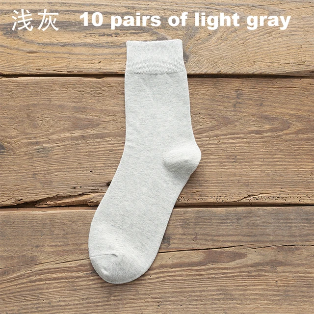 10 Pairs/Lot New Men's Cotton Socks Autumn Winter Business Breathable Male Crew Dress Socks Meias Colorful Fashion Happy Sox Hot 10 light gray
