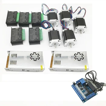 

5PCS Nema23 Stepper Motor 1.8Nm 260Oz-in 8mm Shaft 3A & Stepper Motor Driver & 500W Power Supply & 5 Axis Breakout Board Kit