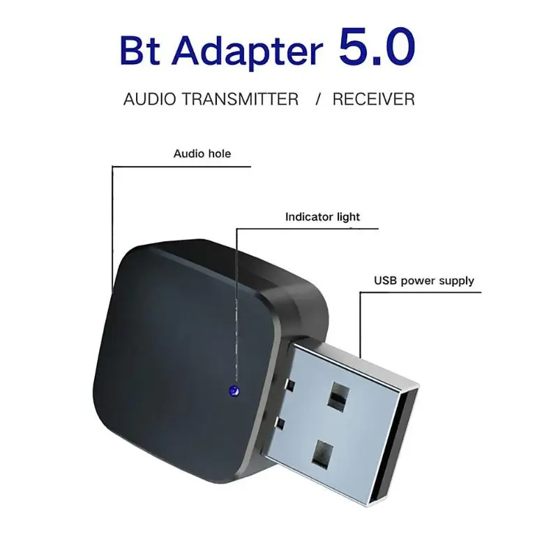 Hot Sale Bluetooth Transmitter Receiver Solid Wireless Car Bluetooth 5.0 Receiver Music Car Transmitter with 3.5mm Cord